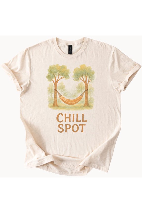 Tee With Hammock Trees Chill Spot Tshirt Relaxing Outdoors Graphic Tee Summer Vacation Shirt Birthday Gifts; For Men & Women