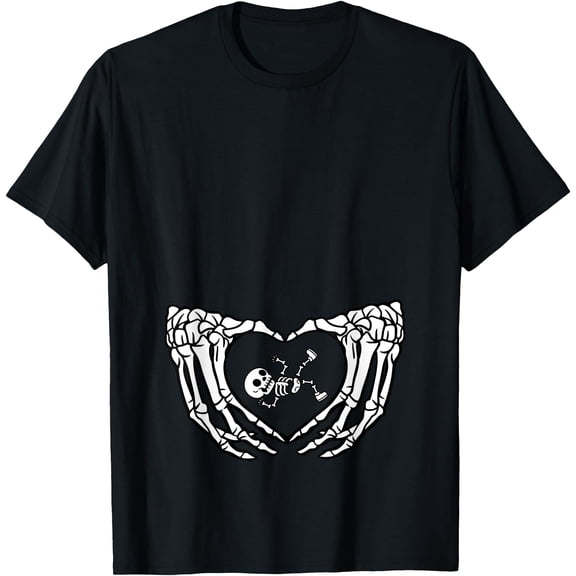 Kiraa Tee With Happy Halowen Pregnant Baby Skeleton Spooky Season New Mom Unisex S-5Xl T-Shirt