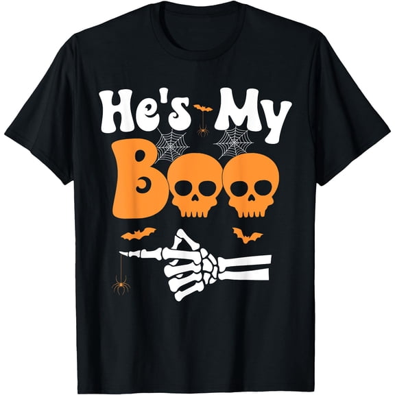 Kiraa Tee With He'S My Boo Skeleton Couples Couple Halowen Unisex S-5Xl T-Shirt