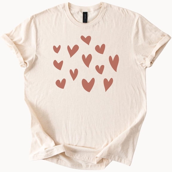 Kiraa Tee With Heart Cluster Graphic Tee Cute Minimalist Love T Shirt Aesthetic Clothing Trendy Top Gift For Her Birthday Gifts; For Men & Women
