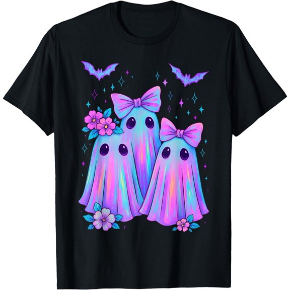 Kiraa Tee With Holo Cute Ghost Coquette Bow Halowen Spooky Season Girly Unisex S-5Xl T-Shirt