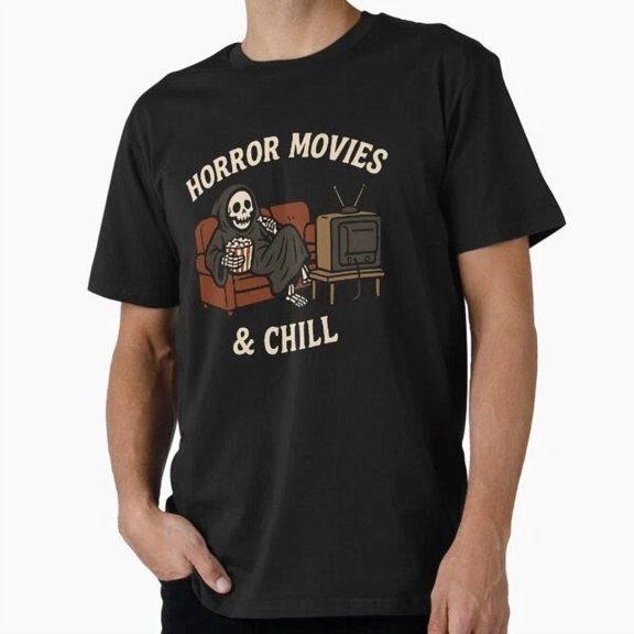 Kiraa Tee With Horror Movies And Chill For Horror Fans T-Shirt S-5Xl