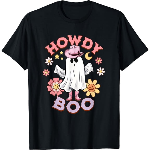 Kiraa Tee With Howdy Boo Funny Ghost Pink Bootss Western Halowen Unisex S-5Xl T-Shirt