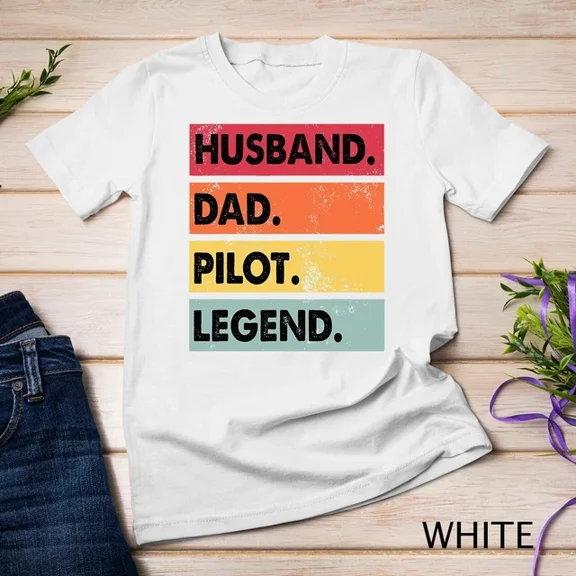 Kiraa Tee With Husband Dad Pilot Legend Airplane Aviation Dad Father Mens Unisex S-5Xl T-Shirt Birthday Gifts; For Men & Women