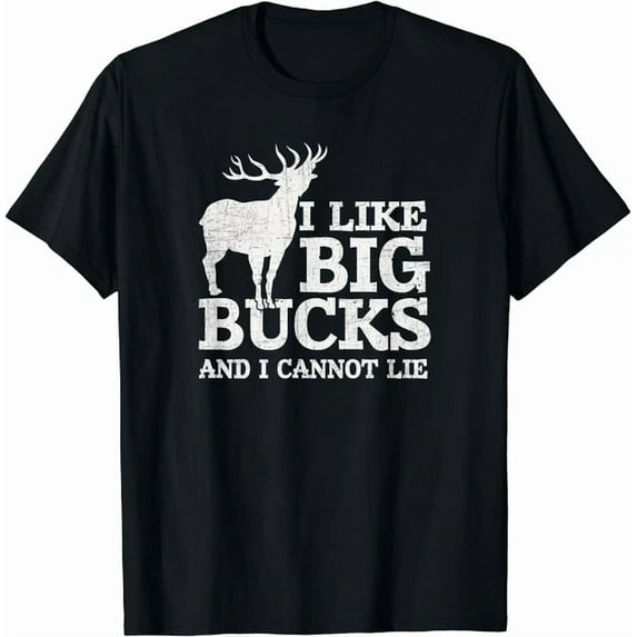 Kiraa Tee With I Like Big Bucks And I Cannot Lie T-Shirt Deer Hunting Gift Unisex T-Shirt