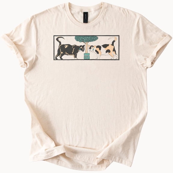 Kiraa Tee With Illustrated Cats Under Tree Graphic Tee Unisex Tshirt Birthday Gifts; For Men & Women