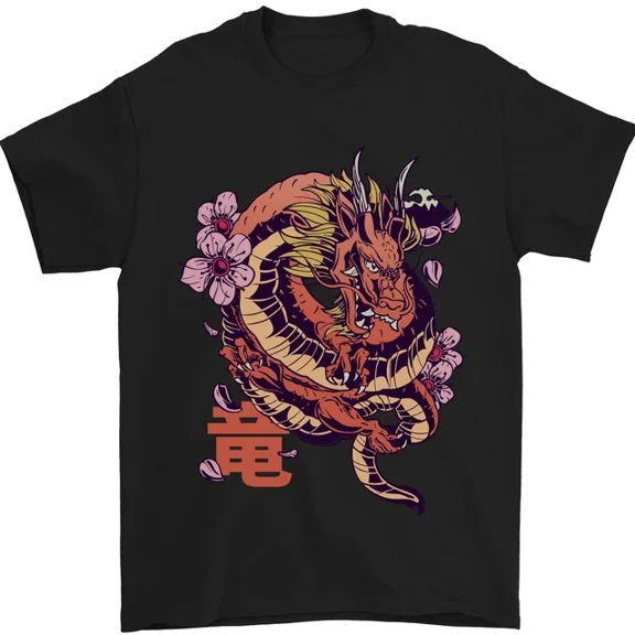 Kiraa Tee With Japanese Fantasy Dragon Mens S-5Xl T-Shirt
