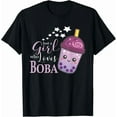 thumbnail image 1 of Kiraa Tee With Just A Girl Who Loves Boba Tea Boba Milk Tea Bubble Tea Gift Unisex T-Shirt, 1 of 2