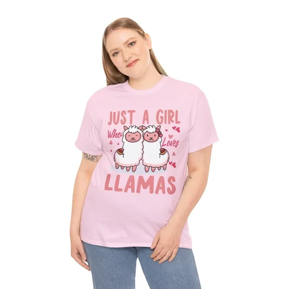 Kiraa Tee With Just A Girl Who Loves Llamas T-Shirt S-5Xl | Cute Animal | Kawaii Llama Shirt Birthday Gifts; For Men & Women