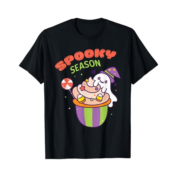 Kiraa Tee With Kawaii Halowen Cute Spooky Season Ghost Cupcake Unisex S-5Xl T-Shirt