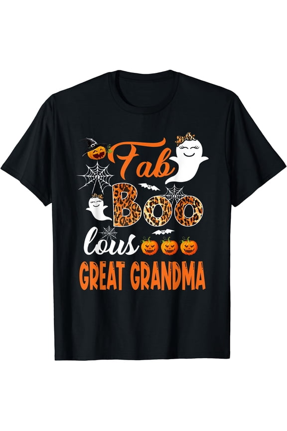 Tee With Leopard Fab Boo Lous Gr Grandma Spooky Halowen Unisex S-5Xl T-Shirt