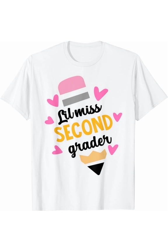 Tee With Little Miss 2Nd Grade Pencil Coquette Back To School Girls T-Shirt Birthday Gifts; For Men & Women