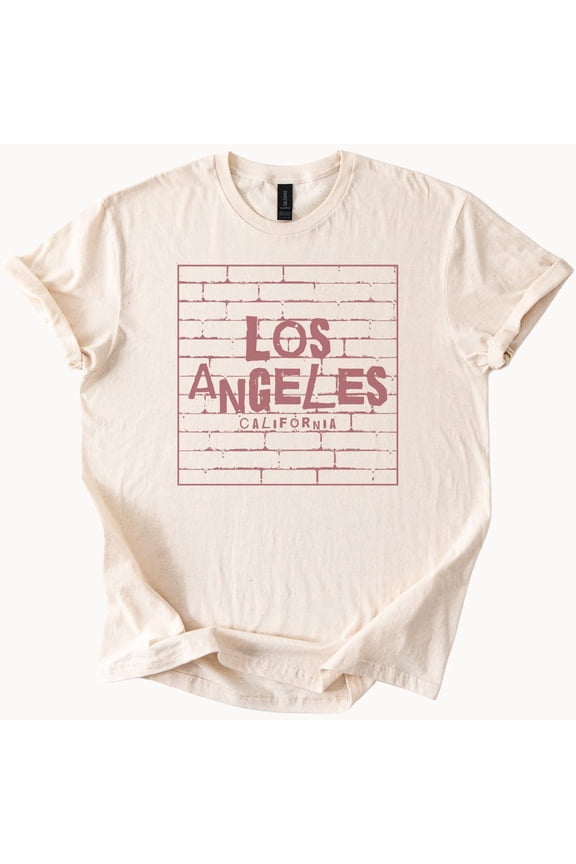 Tee With Los Angeles California Shirt Brick Wall Graphic T Shirt La Cali Tee Gift Souvenir Vacation Top Birthday Gifts; For Men & Women