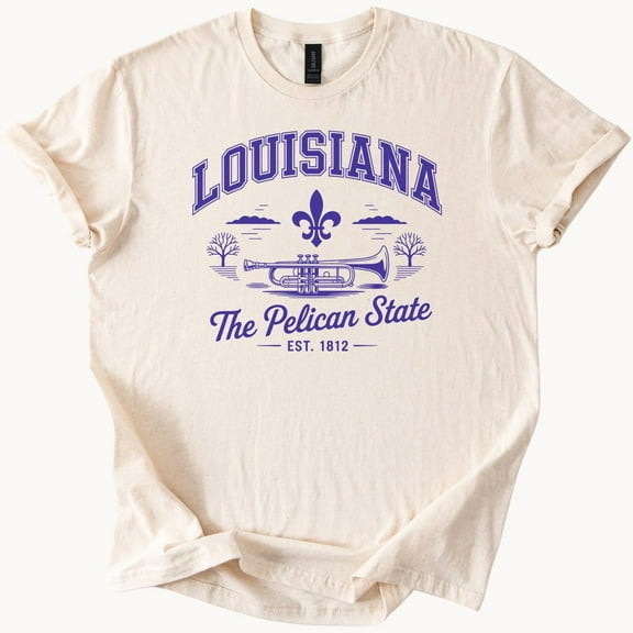 Kiraa Tee With Louisiana Pelican State Trumpet Fleur De Lis T-Shirt Birthday Gifts; For Men & Women