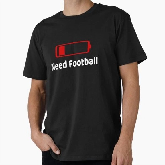 Kiraa Tee With Low Battery Need Football Tshirt Activities Hobbie T-Shirt S-5Xl