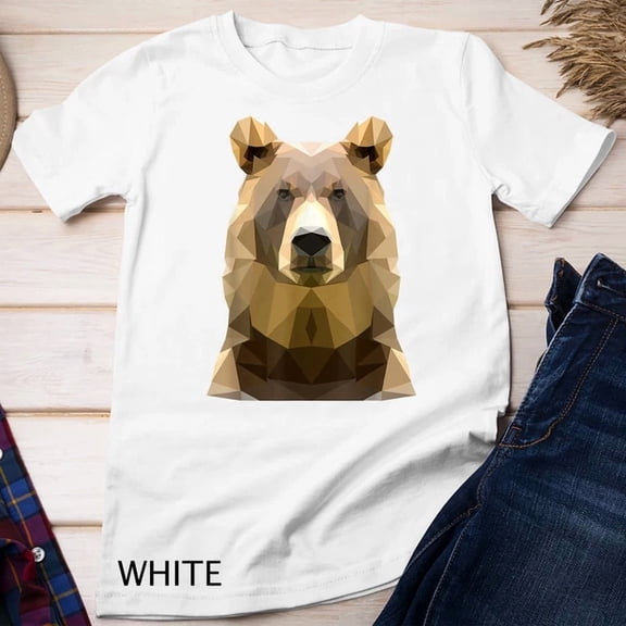 Kiraa Tee With Low Polygon Grizzly Bear Unisex T-Shirt Birthday Gifts; For Men & Women