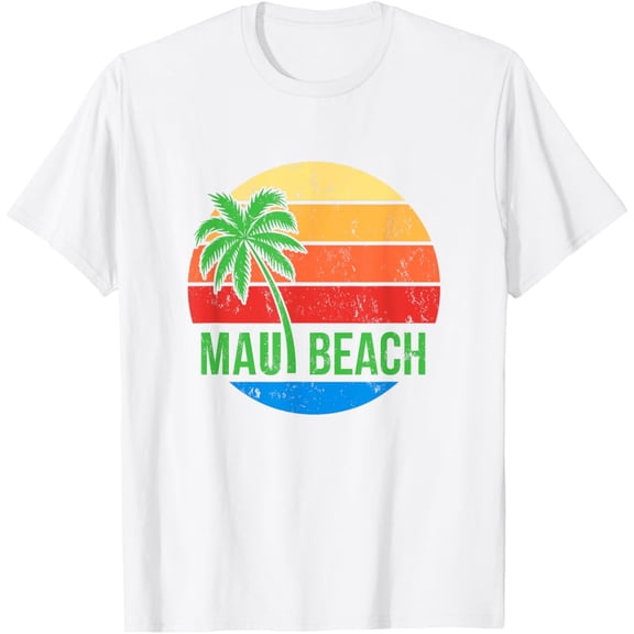 Kiraa Tee With Maui Beach Palm Sunrise T-Shirt Birthday Gifts; For Men & Women