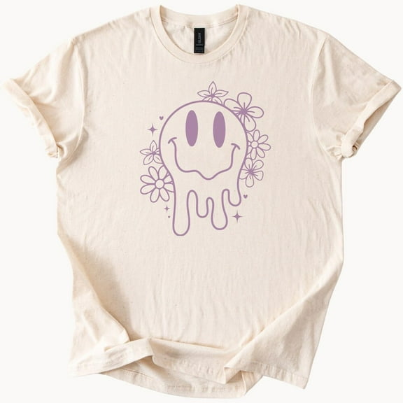 Kiraa Tee With Melting Smiley Face Tee Groovy Happy Shirt Funky Graphic Tshirt Aesthetic Clothes Y2K Fashion Birthday Gifts; For Men & Women
