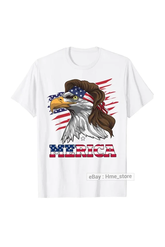 Tee With Merica Bald Eagle T-Shirt Usa Patriotic American Mullet 4Th Of July Patriot Birthday Gifts; For Men & Women