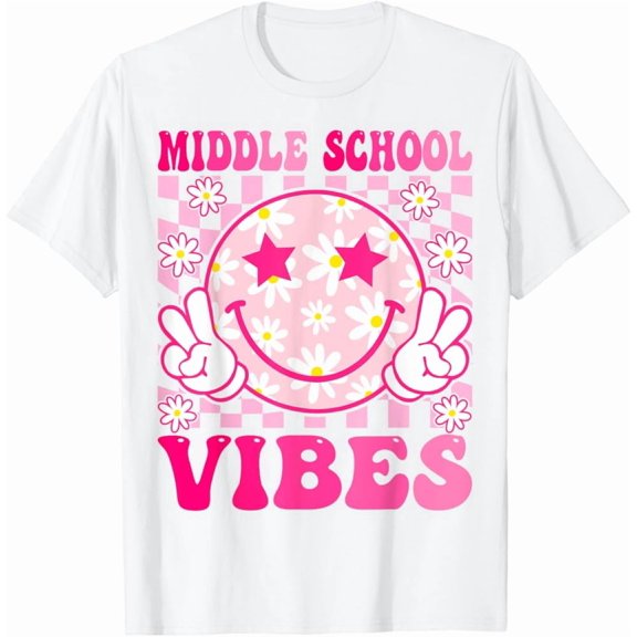Kiraa Tee With Middle School Vibes Back To School Middle School Teacher T-Shirt Birthday Gifts; For Men & Women