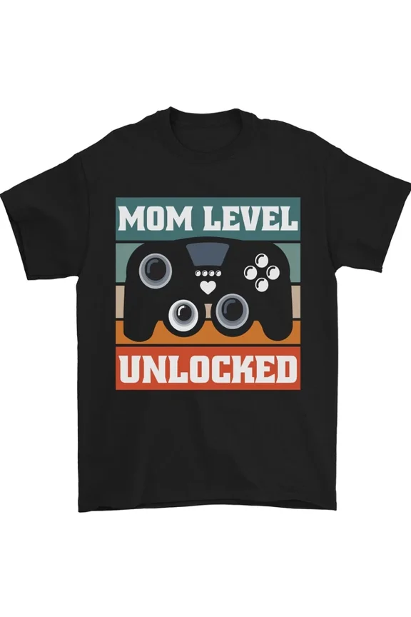 Tee With Mom Level Unlocked New Mommy Baby Born Mens Womens S-5Xl T-Shirt