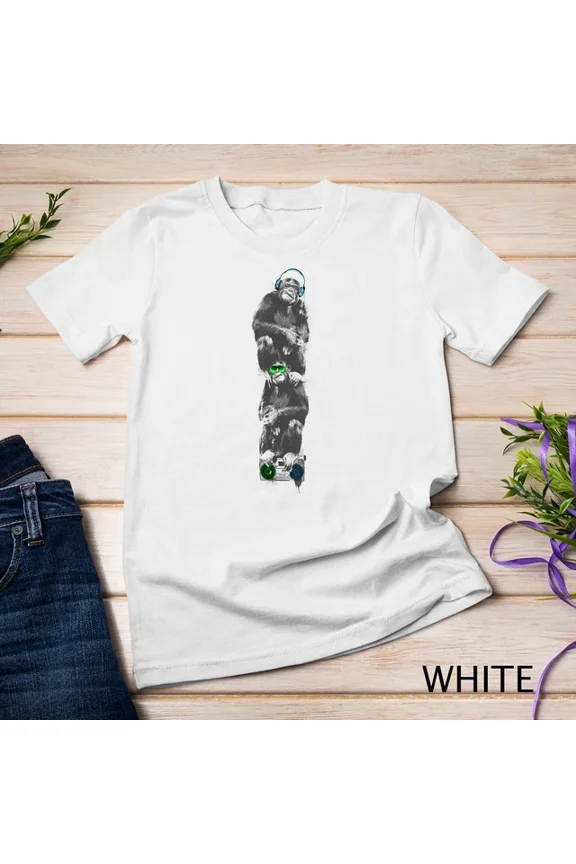 Tee With Monkey Music Chimpanzee Ape Headphones Unisex S-5Xl T-Shirt Birthday Gifts; For Men & Women