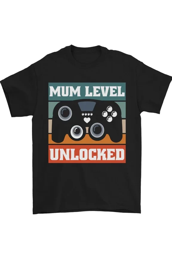 Tee With Mum Level Unlocked New Mommy Baby Born Mens Womens S-5Xl T-Shirt