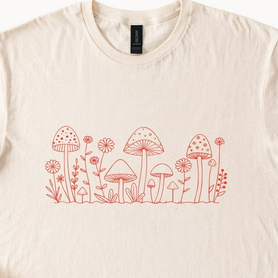 Kiraa Tee With Mushroom Garden Tee Fairycore Shirt Comfort Colors