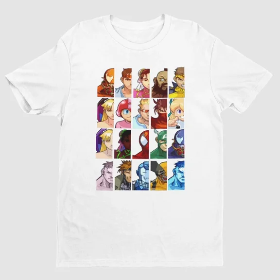 Kiraa Tee With Mvc: Clash Of Super Heroes Half Face Portraits Unisex S-5Xl T Shirt V1 Birthday Gifts; For Men & Women