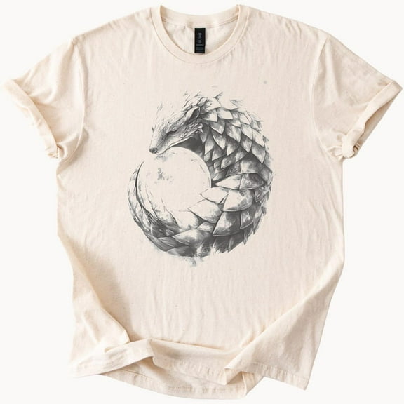 Kiraa Tee With Mythical Pangolin Dragon Yin Yang Style Fantasy Creature Art Graphic Shirt Birthday Gifts; For Men & Women