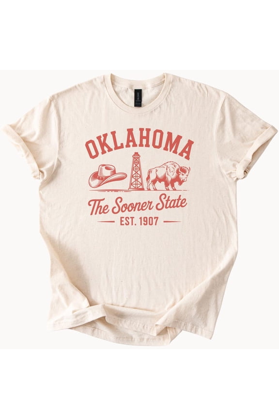 Tee With Oklahoma Sooner State T-Shirt Bison Oil Derrick Cowboy Hat Tee Birthday Gifts; For Men & Women