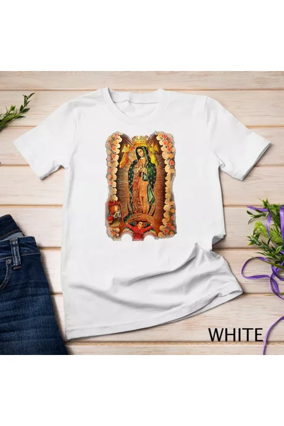 Tee With Our Lady Of Guadalupe Virgin Mary Mexico Tilma Juan Diego Unisex S-5Xl T-Shirt Birthday Gifts; For Men & Women