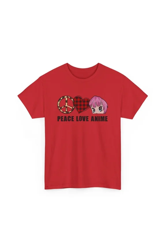 Tee With Peace Love Anime Shirt | Japanese Graphic Tee | Otaku Aesthetic Birthday Gifts; For Men & Women