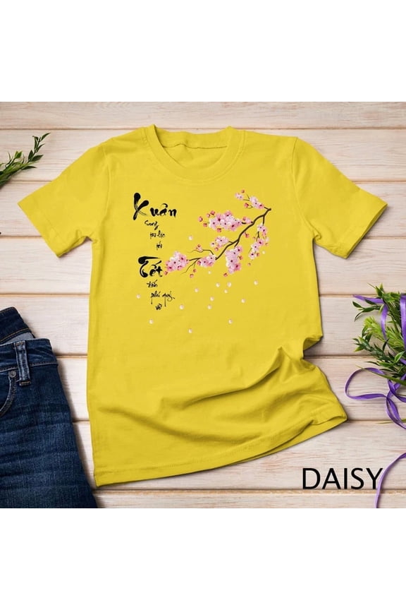 Tee With Peach Blossom Vietnamese Lunar New Year Tet 2024 Unisex T-Shirt Birthday Gifts; For Men & Women
