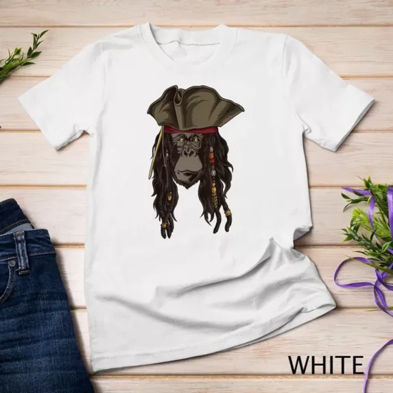 Kiraa Tee With Pirate Chimpanzee Monkey Captain Talk Like A Pirate Day Unisex S-5Xl T-Shirt Birthday Gifts; For Men & Women