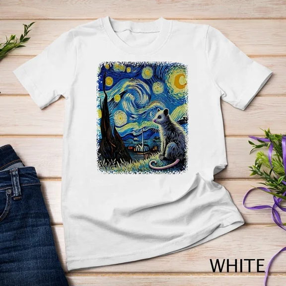 Kiraa Tee With Possum Starry Night Van Gogh For Possum Lover Men Women Unisex S-5Xl T-Shirt Birthday Gifts; For Men & Women
