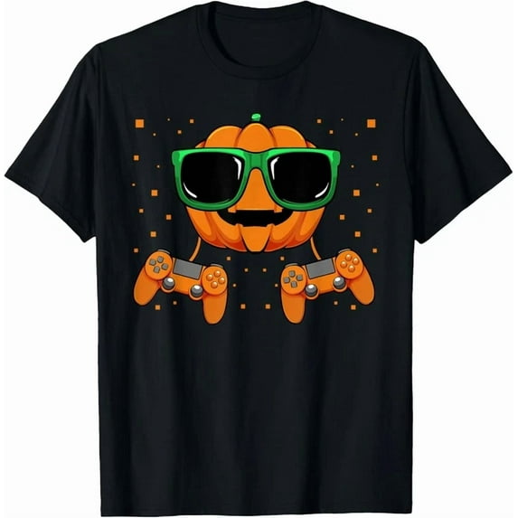 Kiraa Tee With Pumpkin Gamer Lazy Video-Game Controller Gift Unisex T-Shirt