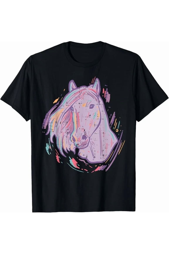 Tee With Purple Horse Animal Art Equestrian Men Women Gift Unisex T-Shirt