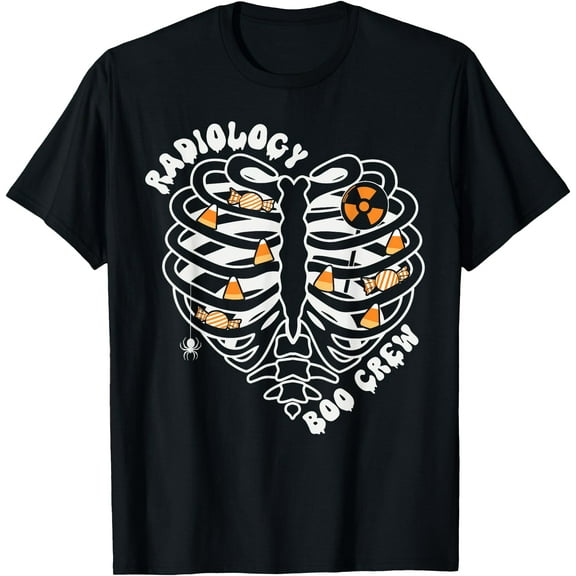 Kiraa Tee With Radiology Boo Crew Heart Ribcage Spooky Halowen X-Ray Tech Unisex S-5Xl T-Shirt