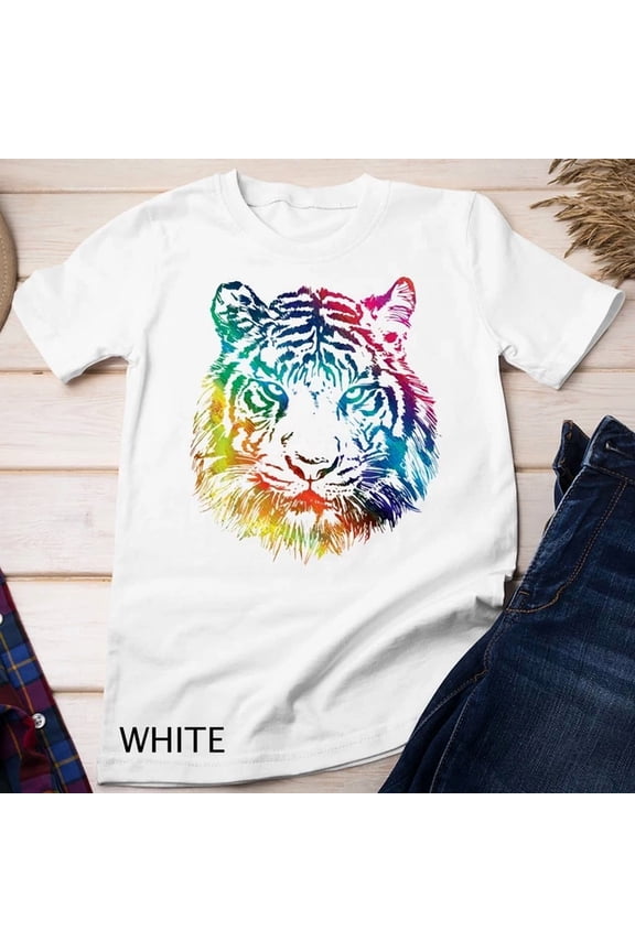 Tee With Rainbow Tiger Graphic Animal Lover Unisex T-Shirt Birthday Gifts; For Men & Women