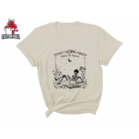 Kiraa Tee With Read In Peace Shirt, Skeleton Book Shirt, Skeleton Reading Shirt Birthday Gifts; For Men & Women