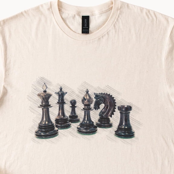 Kiraa Tee With Retro Chess Pieces Graphic Tshirt Natural Cotton Tee Chess Lover Gift Birthday Gifts; For Men & Women