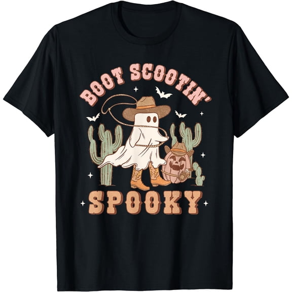 Kiraa Tee With Retro Halowen Cowgirl Ghost Western Boot Scootin Spooky Unisex S-5Xl T-Shirt