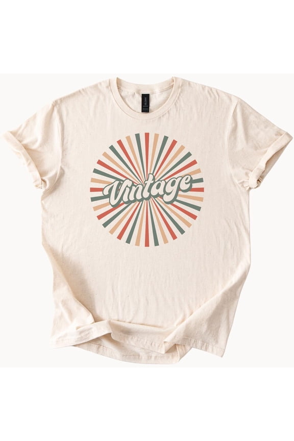 Tee With Retro Sunburst Shirt Graphic Tee Groovy Style T Shirt 70S Inspired Design Birthday Gifts; For Men & Women