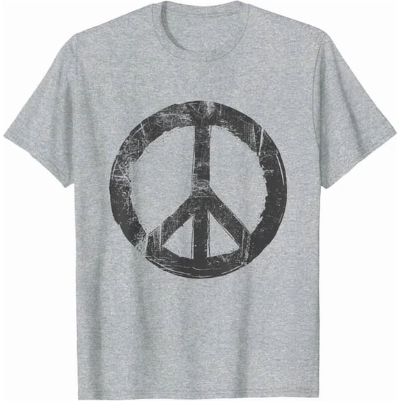 Kiraa Tee With Retro Vintage Distressed Design Peace Sign Design Unisex T-Shirt Birthday Gifts; For Men & Women