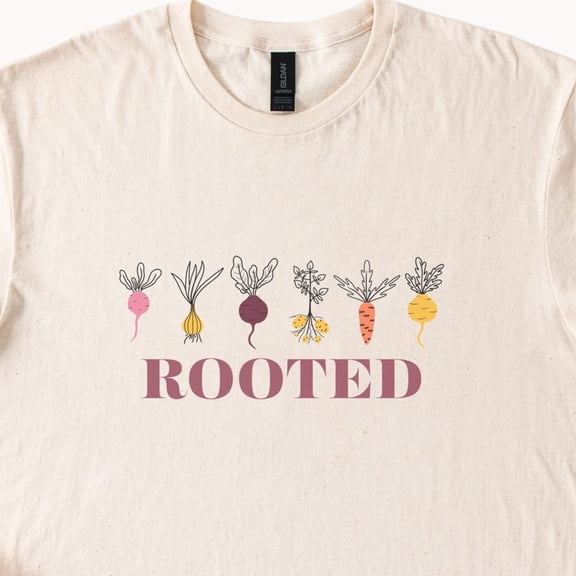 Kiraa Tee With Rooted Vegetables T Shirt Cute Garden Tee Plant Lover Gift Farm Fresh Graphic Top Birthday Gifts; For Men & Women