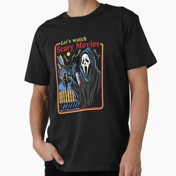 Kiraa Tee With Scream Movie Ghost Face Let S Watch Scary Movies H T-Shirt S-5Xl