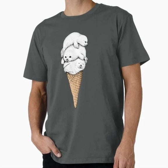Kiraa Tee With Seal Ice Cream Cone T-Shirt S-5Xl