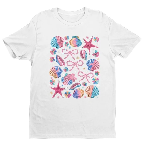 Kiraa Tee With Seashell Shirt, Beach T-Shirt, Summer Woman Shirt, Aesthetic Shirt, Ocean Lover Birthday Gifts; For Men & Women