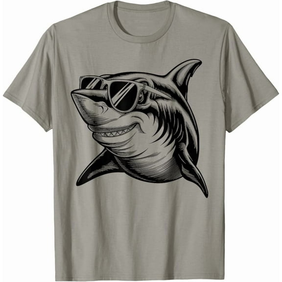 Kiraa Tee With Shark Shirt Women Men Boys Shark In Sunglasses T-Shirt Birthday Gifts; For Men & Women